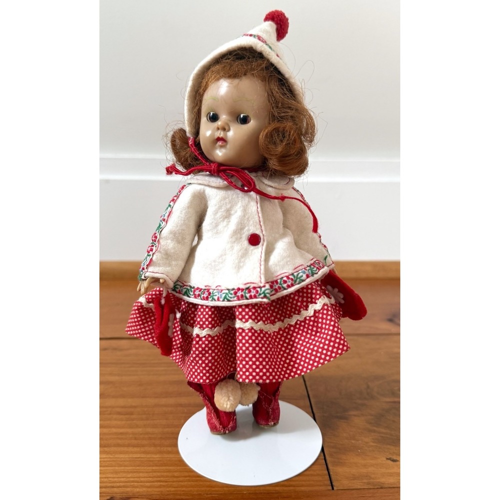 50s Vogue Ginny Doll Red Hair Sleep Eyes SLW Jacket 7149 W/Polka Dot Dress VTG